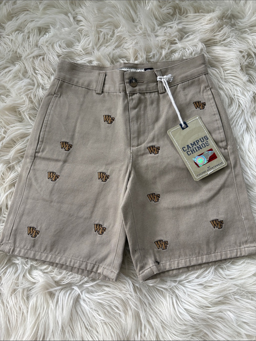 Kids Tan Embroidered Campus Chino Shorts